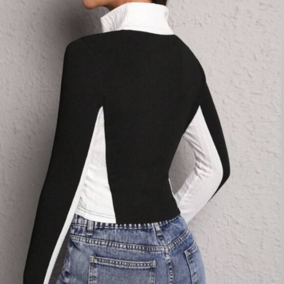 SHEIN EZwear Letter Graphic Two Tone Zip Up Crop Jacket - Small - Picture 3 of 11